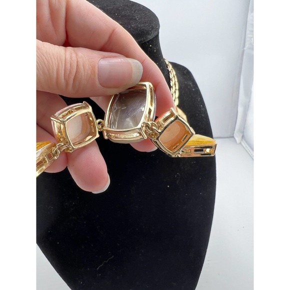 Dana Buchman Gold Tone Faceted Stone Collar Statement Necklace - Picture 6 of 7